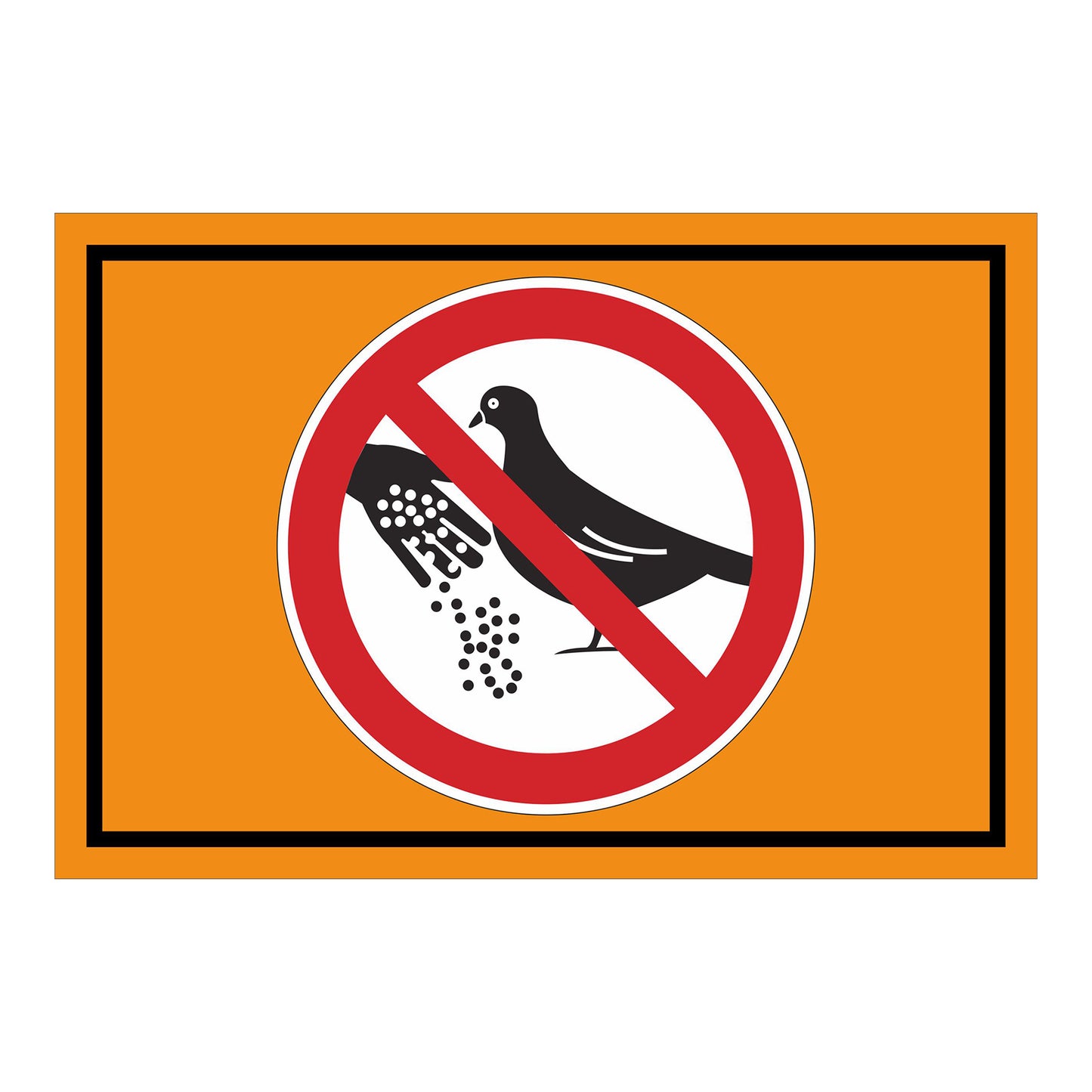 Schild Tauben nicht füttern Verbotsschild ‚Tauben nicht füttern‘ in Orange mit schwarzem Rand
