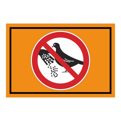 Schild Tauben nicht füttern Verbotsschild ‚Tauben nicht füttern‘ in Orange mit schwarzem Rand