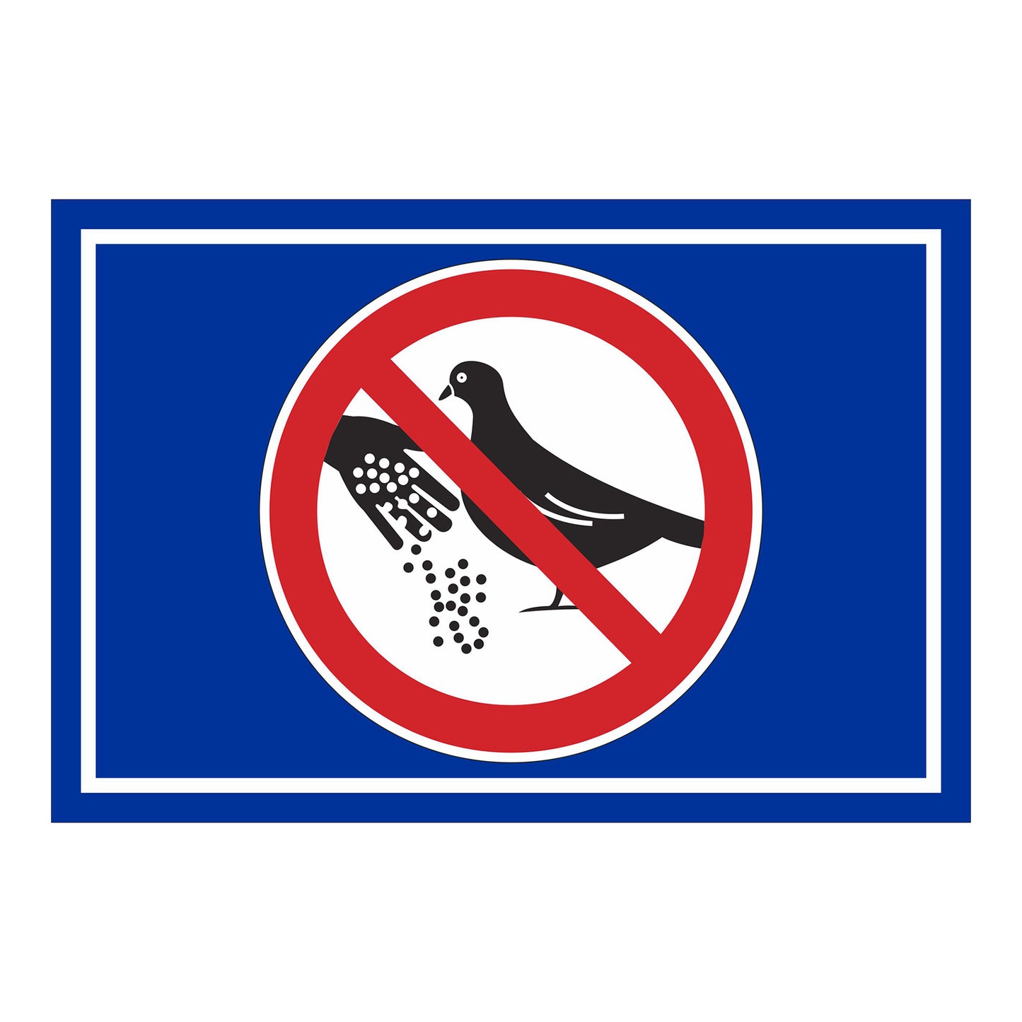 Schild Tauben nicht füttern Verbotsschild ‚Tauben nicht füttern‘ in Blau mit weißem Rand
