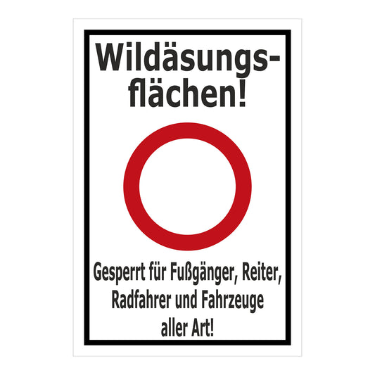 Hinweisschild Forst - Wildäsungsflächen - gesperrt