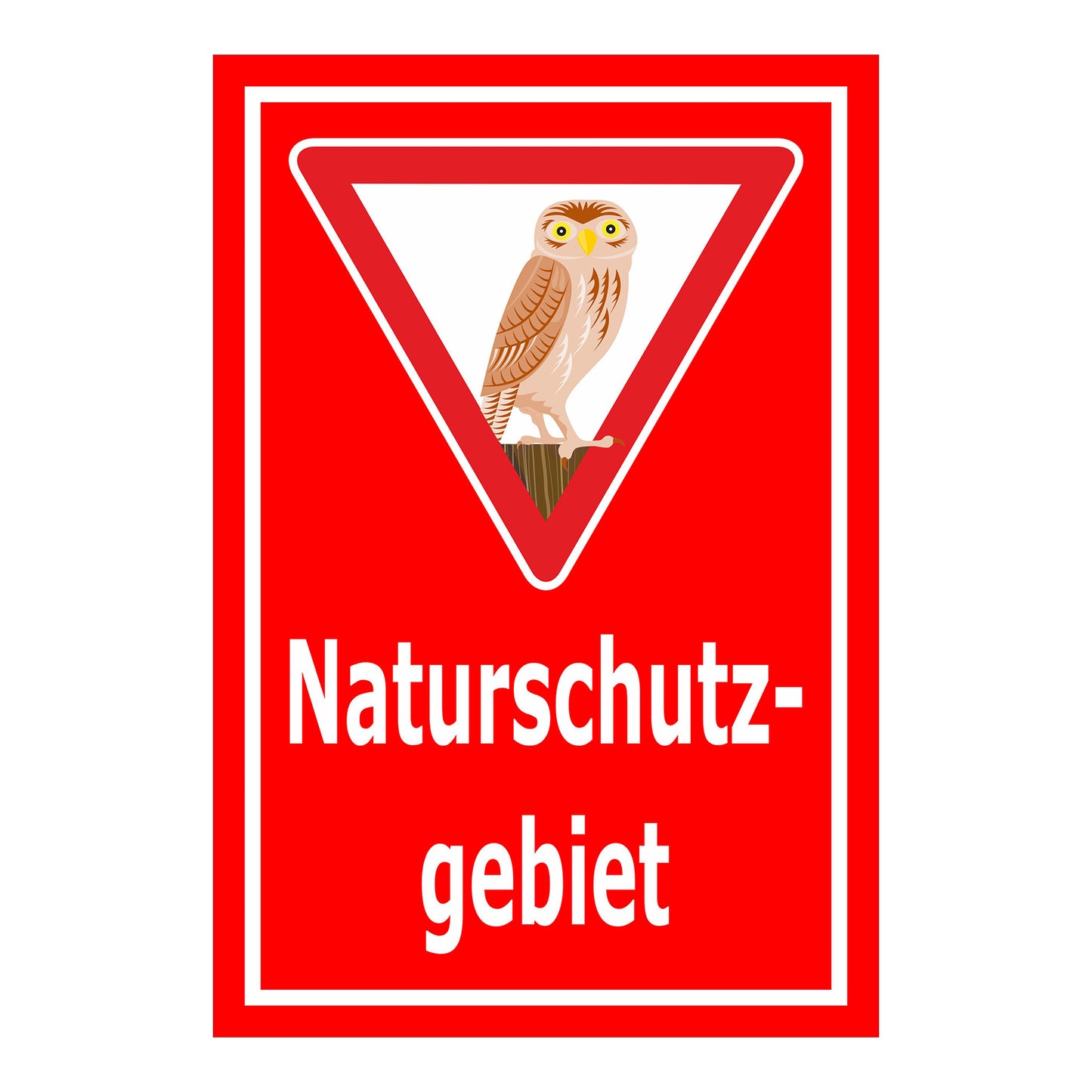 Schild Naturschutzgebiet – amtlicher Hinweisbereich ‚Naturschutzgebiet‘ in rot mit weißer Schrift