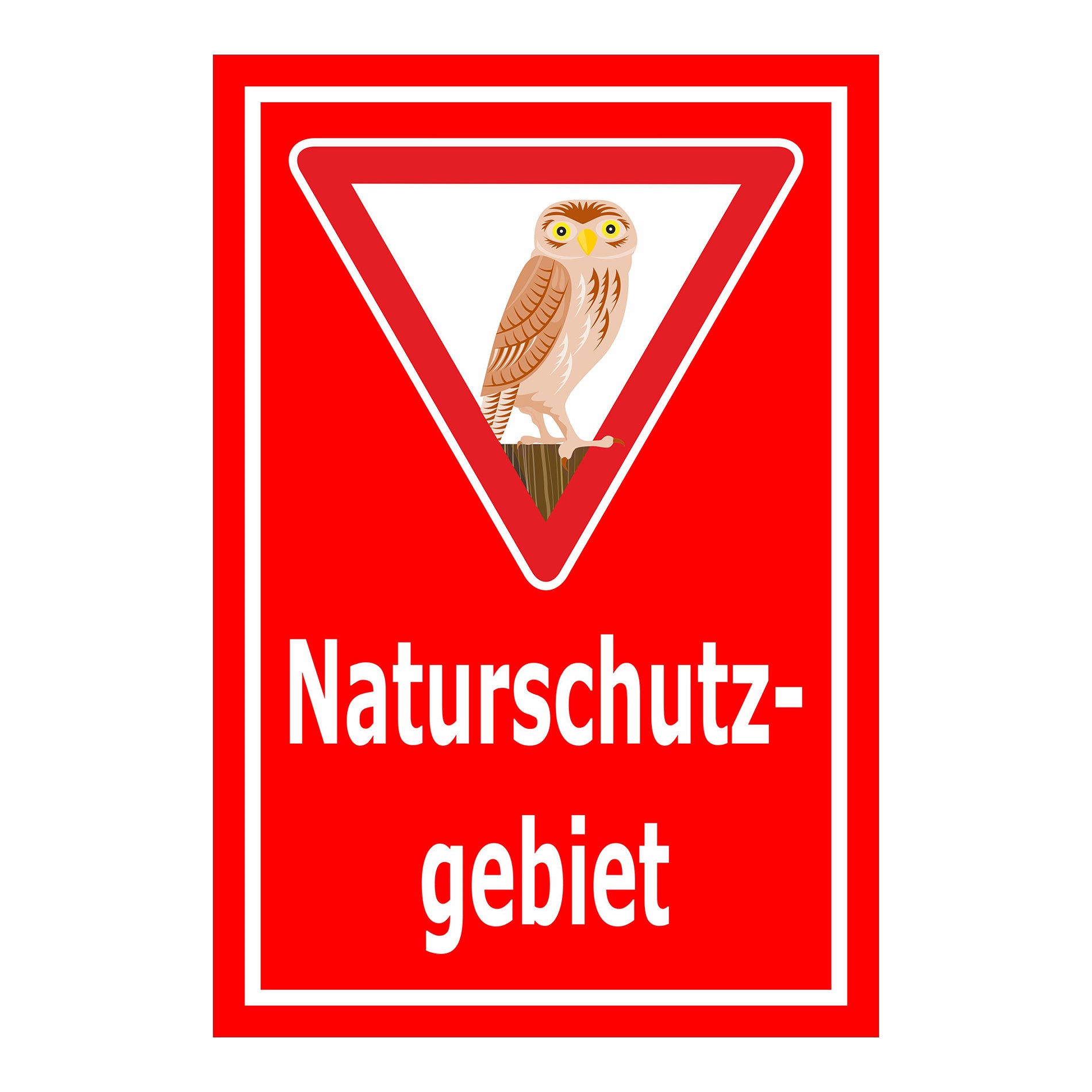 Schild Naturschutzgebiet – amtlicher Hinweisbereich ‚Naturschutzgebiet‘ in rot mit weißer Schrift