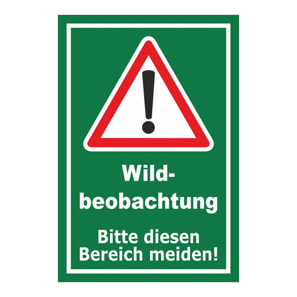 Schild Wildbeobachtung Bitte diesen Bereich meiden grüner Hintergrund mit weißem Rand