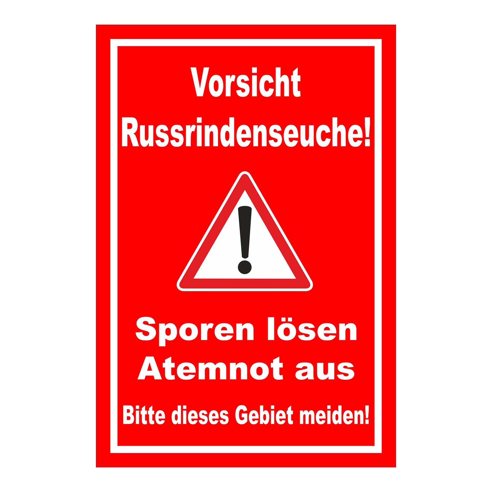Schild Vorsicht Russrindenseuche in rot