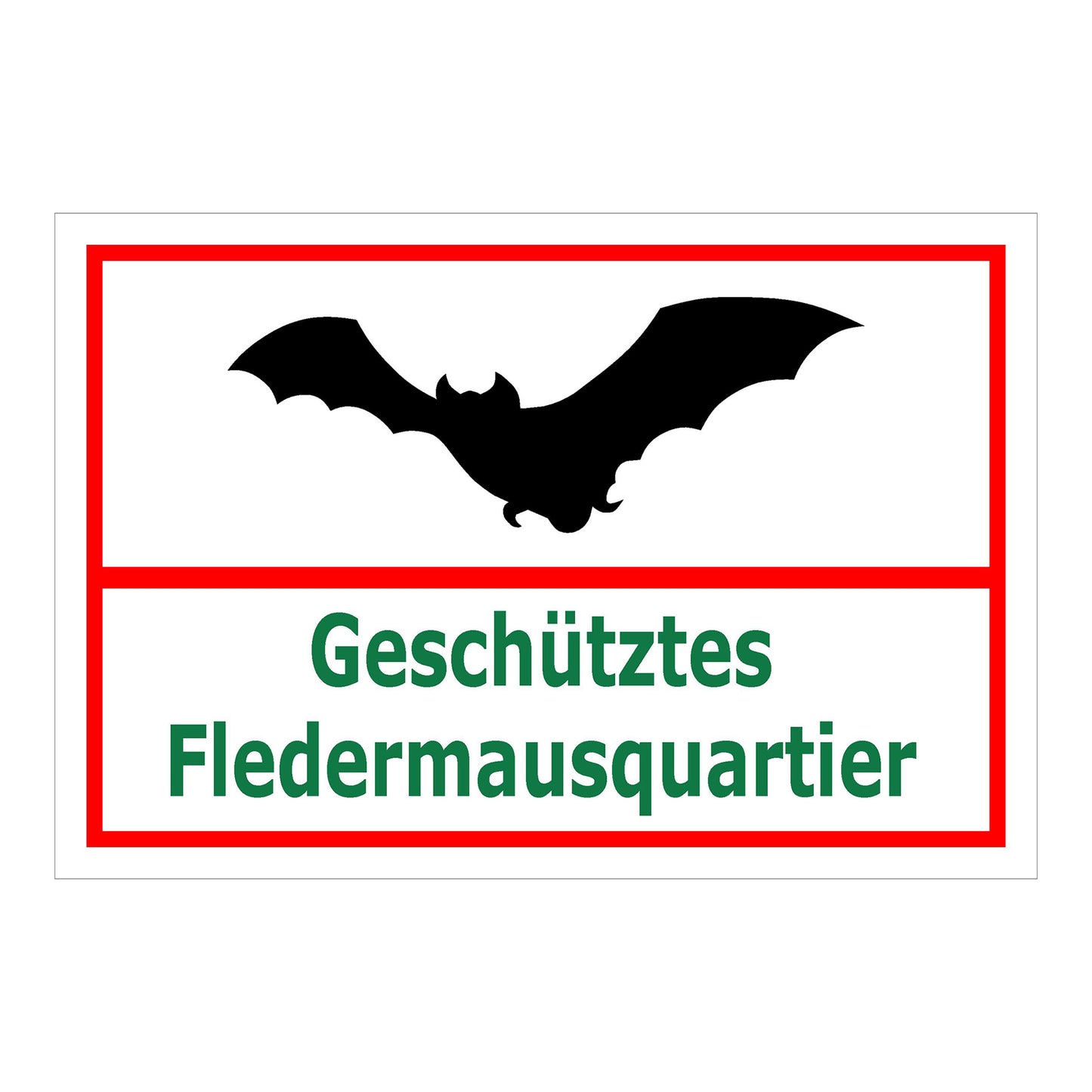 Schild Fledermausquartier geschützt Hinweis Artenschutz „Geschütztes Fledermausquartier“ weiß rot