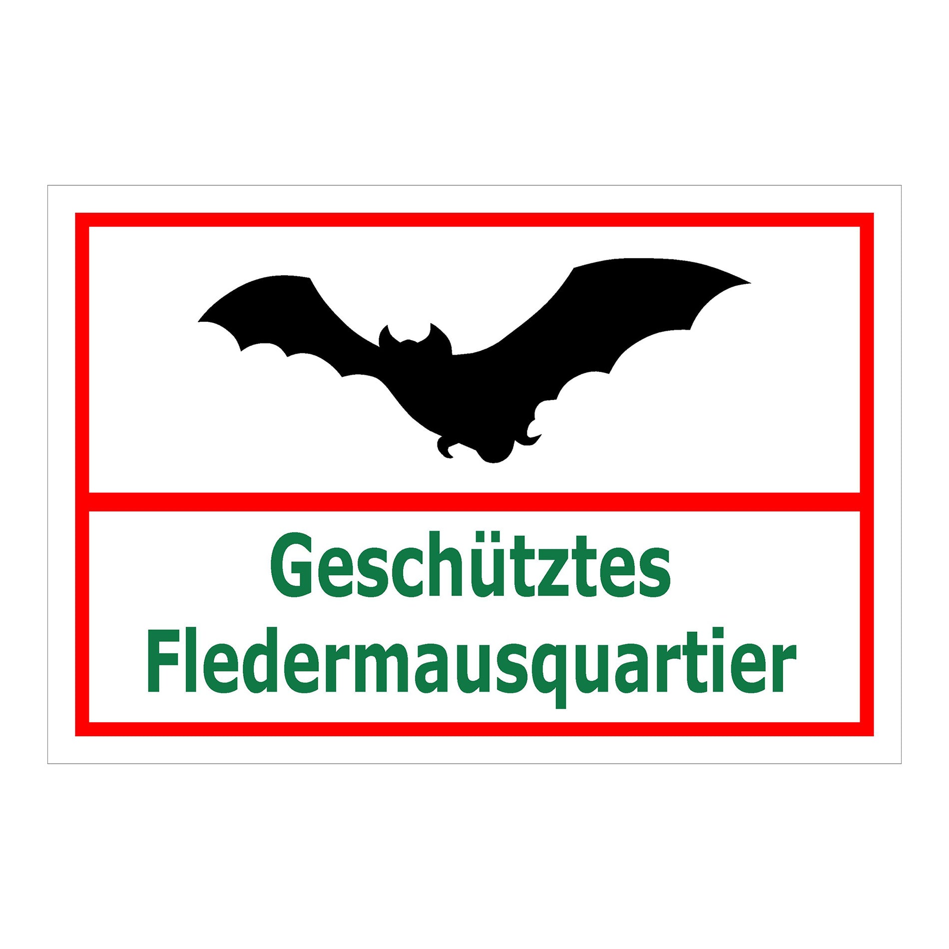 Schild Fledermausquartier geschützt Hinweis Artenschutz „Geschütztes Fledermausquartier“ weiß rot