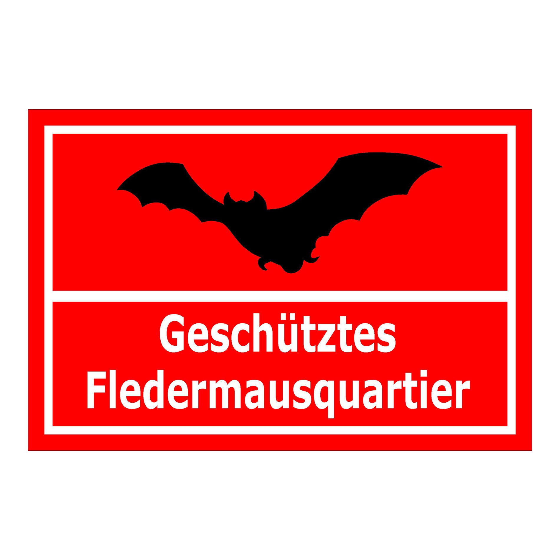 Schild Fledermausquartier geschützt Hinweis Artenschutz „Geschütztes Fledermausquartier“ rot weiß