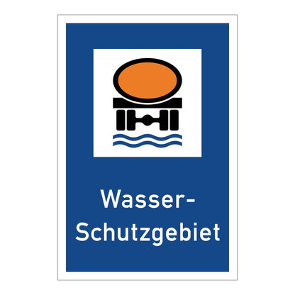 Schild „Wasser-Schutzgebiet“ in blau weiß 