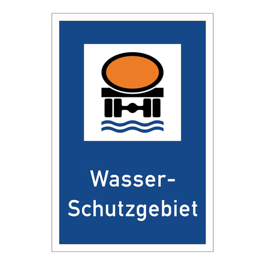 Schild „Wasser-Schutzgebiet“ in blau weiß 