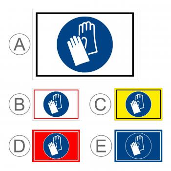Gebots-zeichen - Hand-schutz benutzen - entspr. DIN ISO 7010 / ASR A1.3 – S00361-017-E +++ in 20 Varianten