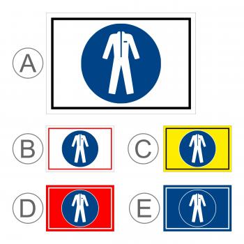 Gebots-zeichen - Schutz-kleidung benutzen - entspr. DIN ISO 7010 / ASR A1.3 – S00361-019-E +++ in 20 Varianten