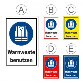 Gebots-zeichen - Warn-weste benutzen - entspr. DIN ISO 7010 / ASR A1.3 – S00361-030-E +++ in 20 Varianten