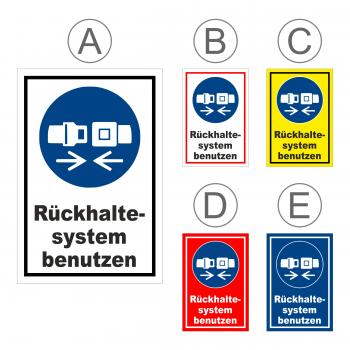 Gebots-zeichen - Rückhalte-system benutzen - entspr. DIN ISO 7010 / ASR A1.3 – S00361-040-E +++ in 20 Varianten