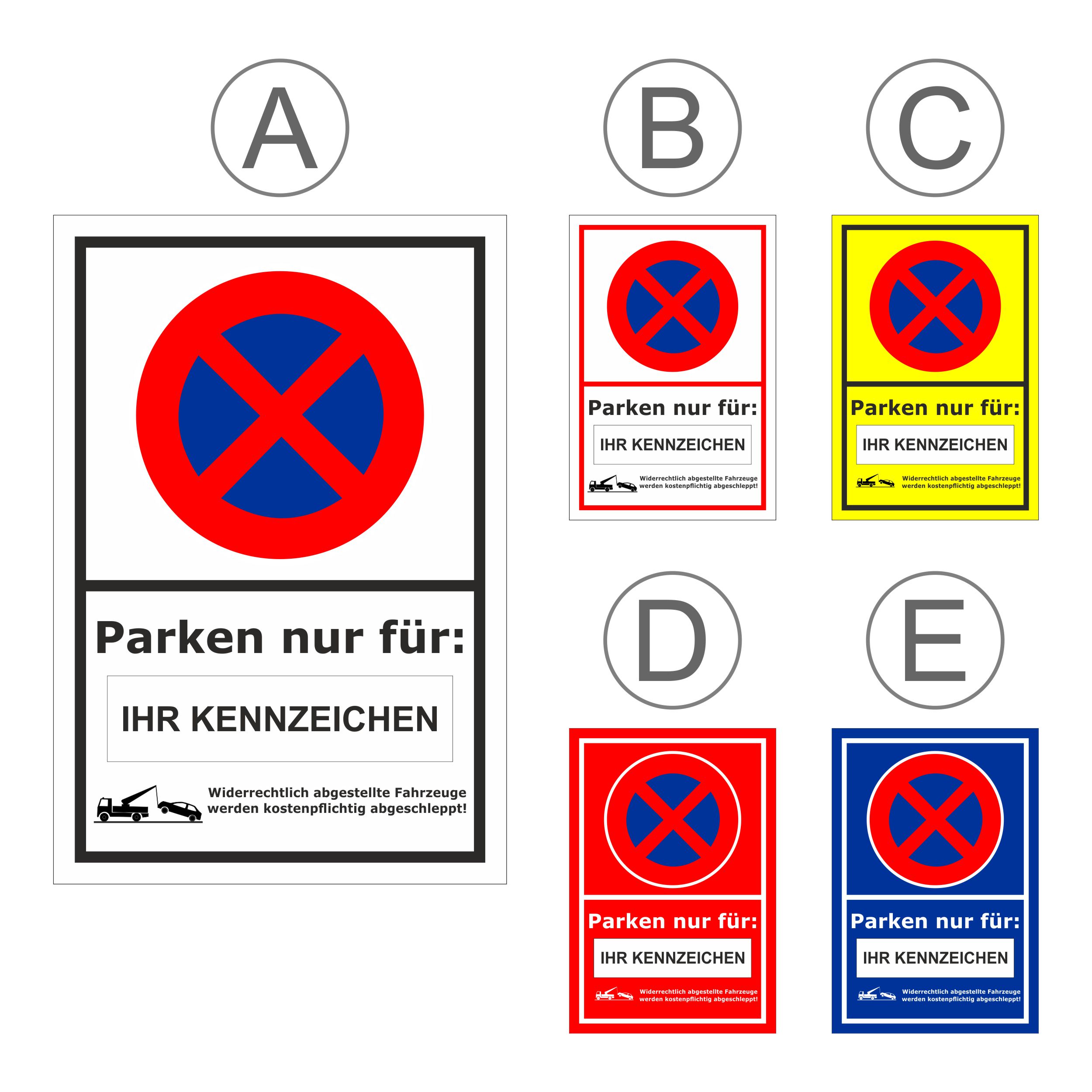 Kunden Parkplatz-Kennzeichen-Schilder online kaufen