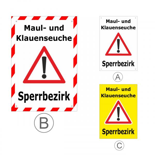 Banner Maul- und Klauenseuche - Sperrbezirk