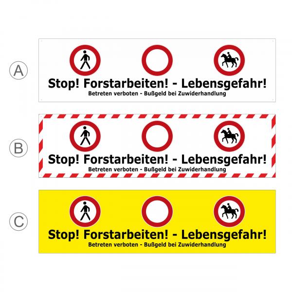 Banner Forstarbeiten - Lebensgefahr