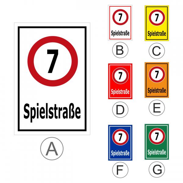 Schild - Spielstraße - 7 km/h maximal