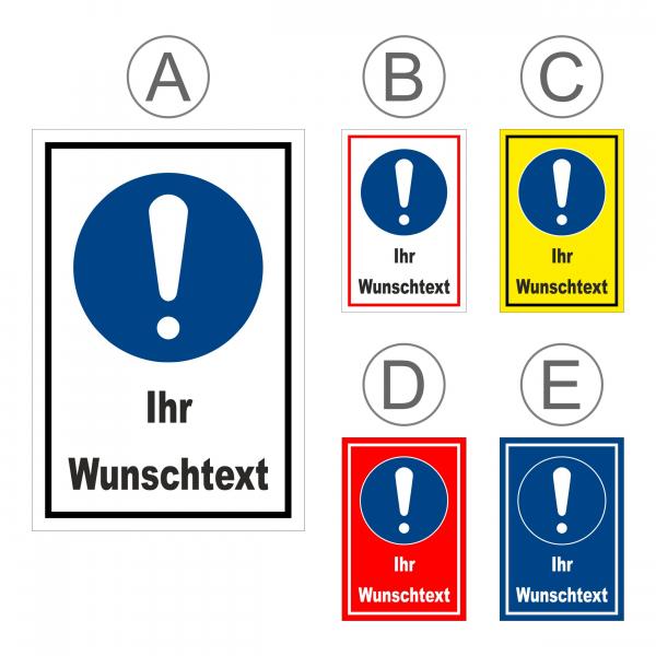 Gebots-zeichen - Ihr Wunsch-text - entspr. DIN ISO 7010 / ASR A1.3 – S00361-002-E +++ in 20 Varianten erhältlich