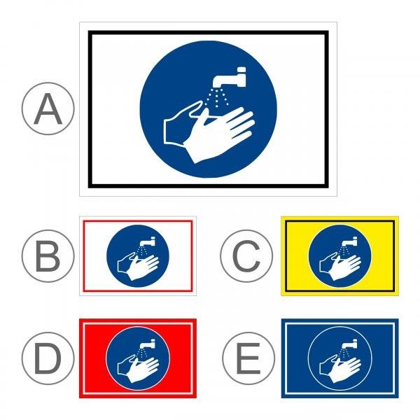 Gebots-zeichen - Hände waschen - entspr. DIN ISO 7010 / ASR A1.3 – S00361-021-E +++ in 20 Varianten