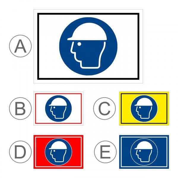 Gebots-zeichen - Kopf-schutz benutzen - entspr. DIN ISO 7010 / ASR A1.3 – S00361-027-E +++ in 20 Varianten
