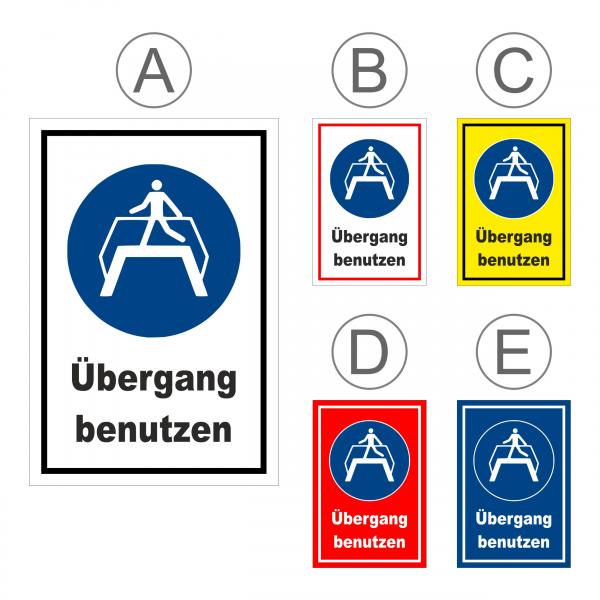 Gebots-zeichen - Über-gang benutzen - entspr. DIN ISO 7010 / ASR A1.3 – S00361-046-E +++ in 20 Varianten