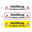 Banner Holzfällung - Durchgang verboten