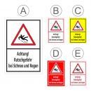 Rutschgefahr Schnee Regen