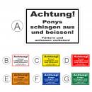 Schild - Ponys schlagen aus und beissen