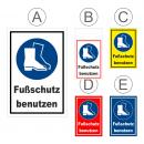 Gebots-zeichen - Fuss-schutz benutzen - entspr. DIN ISO 7010 / ASR A1.3 – S00361-016-E +++ in 20 Varianten