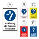 Gebots-zeichen - Wartung Reparatur freischalten - entspr. DIN ISO 7010 / ASR A1.3 – S00361-042-E +++ in 20 Varianten